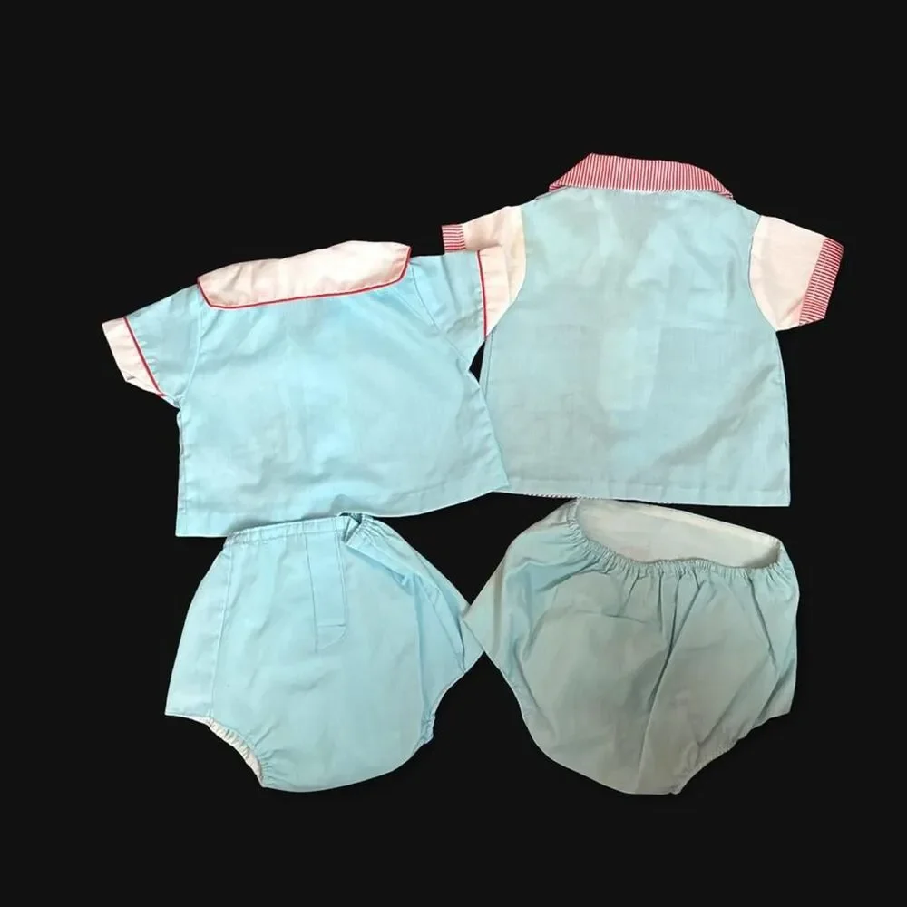 Vintage Baby Boy Blue Clown & Sailor Ducky Outfits